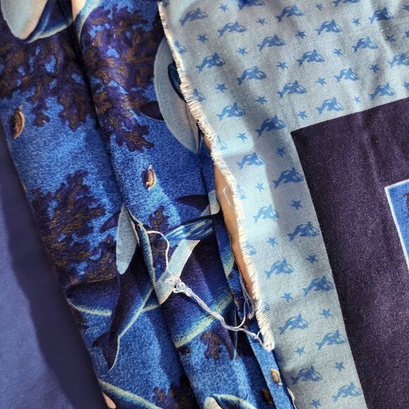 Handmade Full Size Reversible Comforter Blanket Orca Whale Dolphin Bedding Blue - Picture 7 of 10